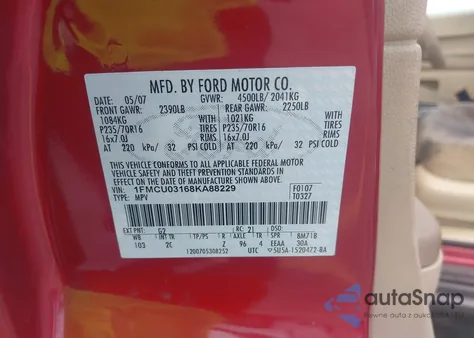 2008 Ford Escape Xlt z USA, uszkodzony, nr VIN 1FMCU03168KA88229